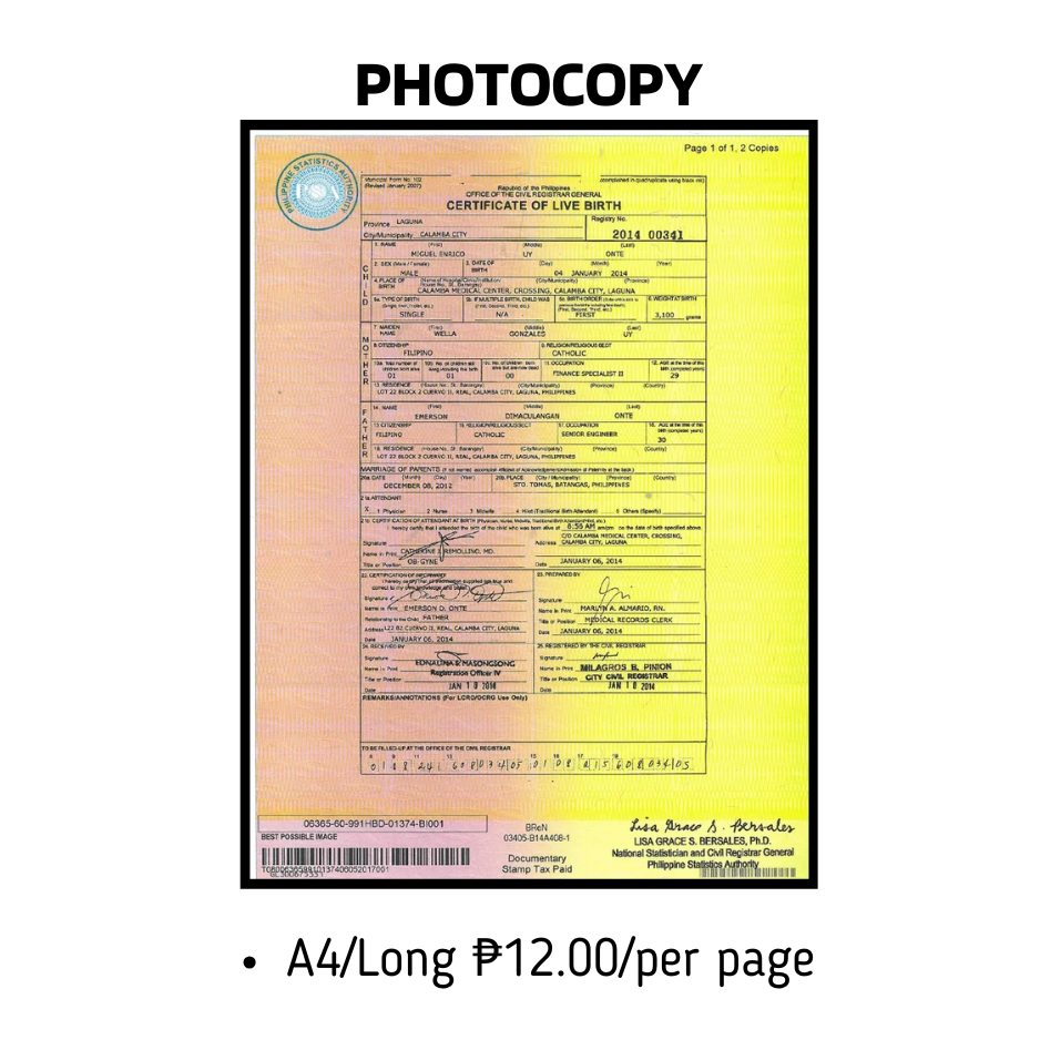 A4/Long - Photocopy Full Colored
